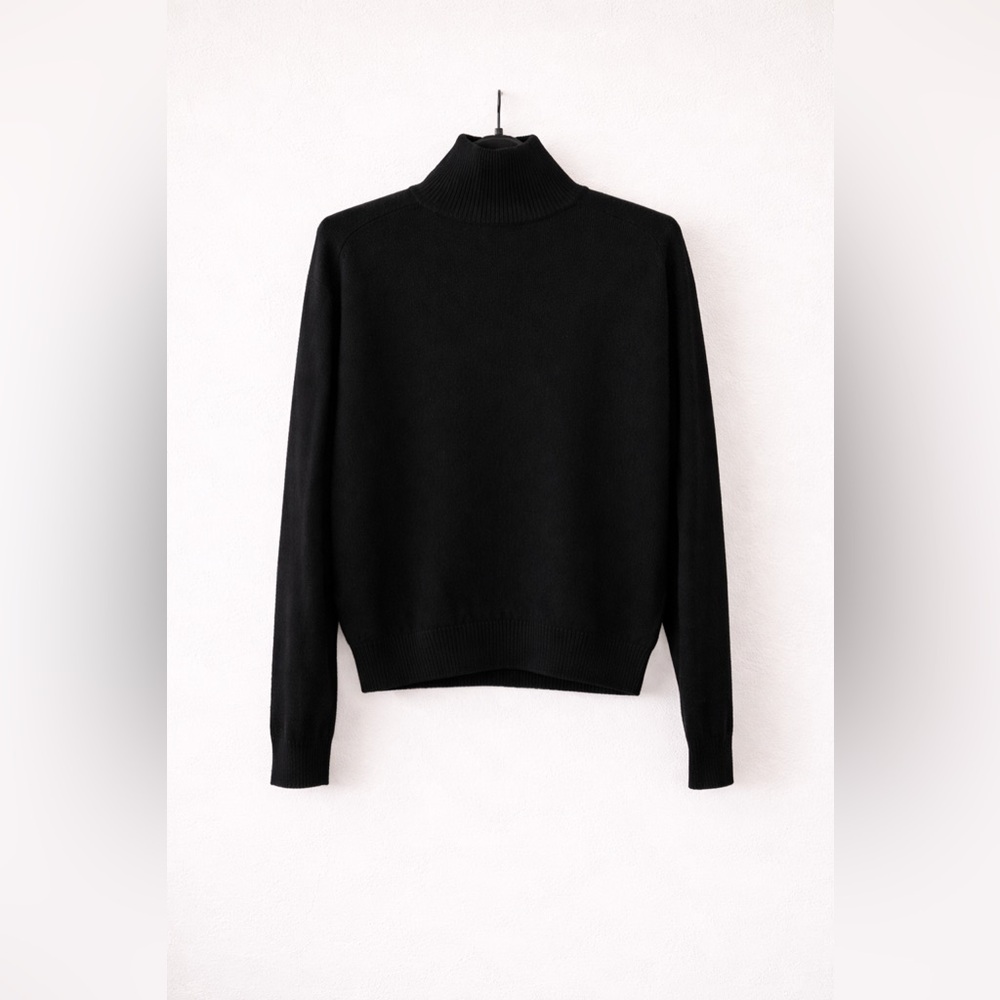 Babaton Wool Cashmere Mock Neck Sweater — Black — Size L